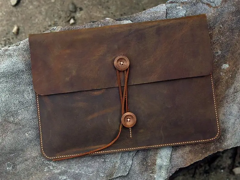 

Vintage Genuine Leather Laptop Sleeve Case for New Laptop 12 " / Air 11" 13" / Pro Retina Cover Bag MACX05C-N
