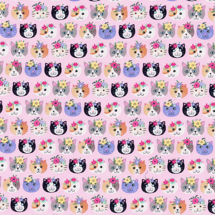 Япония, импортный венок с розовым низом, Розовая кошка, чистый хлопок, стеганое одеяло, с принтом, ручная работа, сделай сам, ткань для одежды