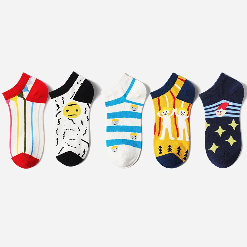 

2020 Spring Summer Breathable Sports Socks Simple Cute Cartoon Pattern Boat Socks Comfortable Cotton Ankle Socks Female