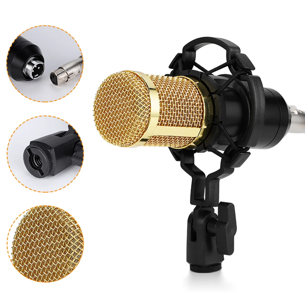 BM800 Microphone Kits Professional Mic Stand Studio Condenser Vocal Recording KTV Karaoke Microphone For Computer Studio Record 2