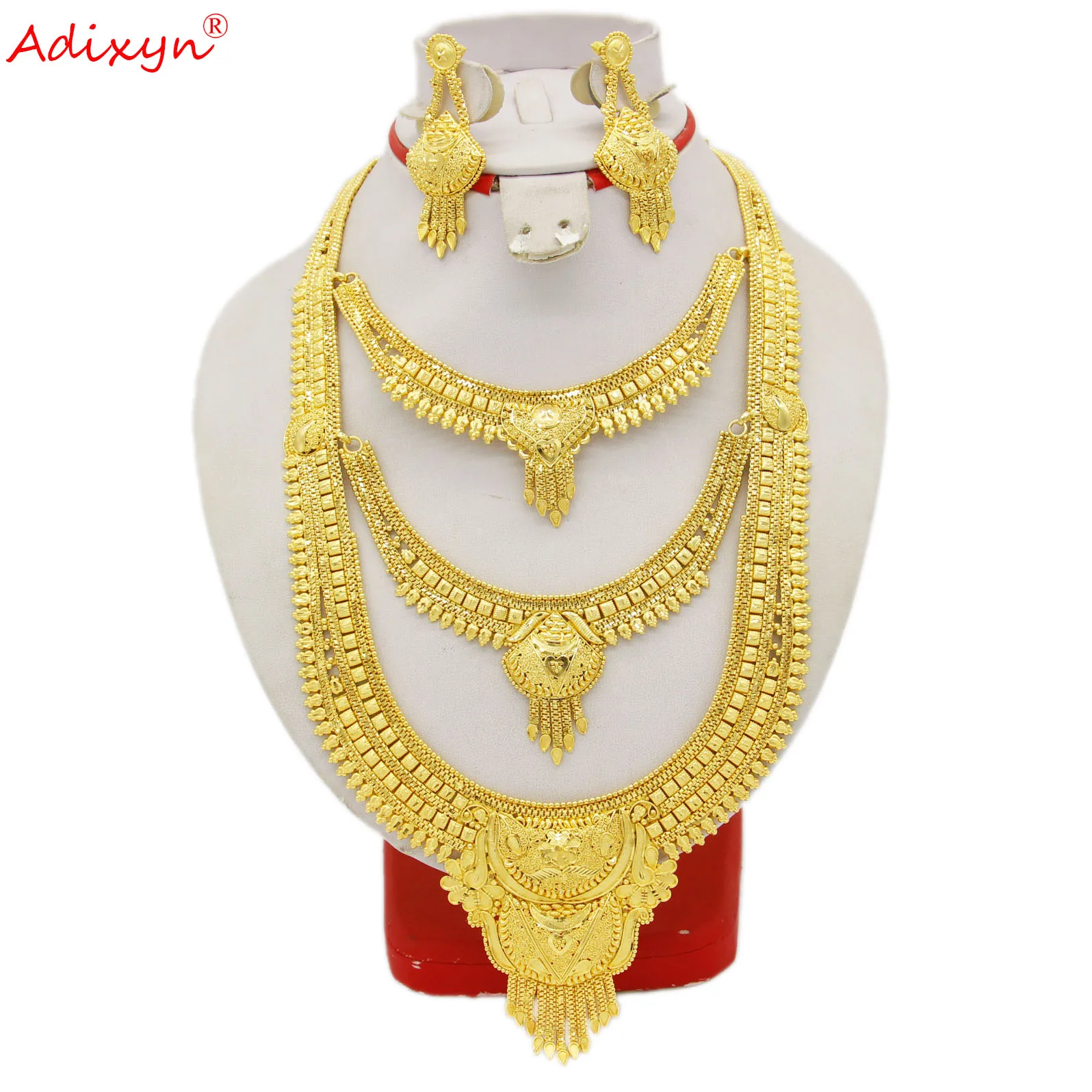 

Adixyn Luxury Women Jewelry set Necklace Earrings Tassels Dubai African Bridal Wedding Gifts N12169