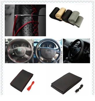 

Car DIY Braided Hand Sewing Steering Wheel Cover S M L Code Auto Parts for Opel Corsa Antara Meriva Zafira Insignia Mokka