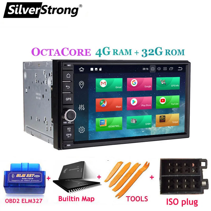 SilverStrong " IPS lcd двойной Din Android9.0 Универсальный 2Din DVD Android автомобильный gps Радио Универсальный 7 дюймов авто стерео 2din 706 - Цвет: 706X5 OBD