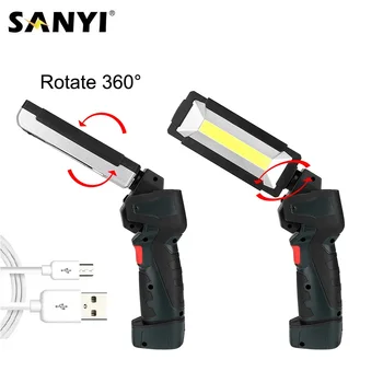 

Foldable Flashlight 5 Modes COB LED Magnetic Working Light USB Rechargeable Torch Swivel Hanging Hook for Fishing Car Repairing