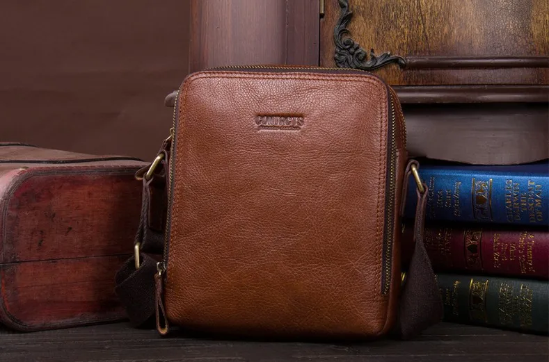 Shoulder Bag Small Bag Messenger Bag Men's Small Square Bag Men's Boutique Vintage Leather Casual Crazy Horse Leather Bag