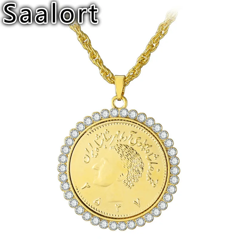 

Middle East Portrait Scripture Alloy Pendant Chain with Crystal Zircon Inlaid Female Accessories Necklace Birthday Gift