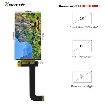 

5.5 inch 2K 1440 * 2560 LS055R1SX03 (with backlight removed) LCD display for KLD-1260 3D printer LCD screen display replacement