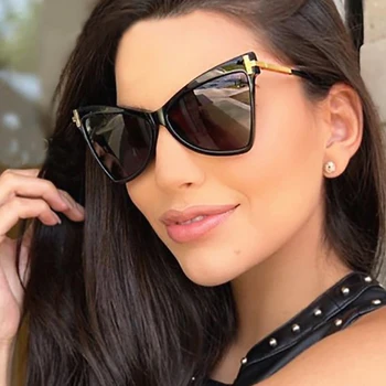 

2020 new triangle cat eye sunglasses female big frame gradient color ocean piece sunglasses glasses male glasses women