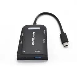 Портативный Тип type-C USB 3,1 3-Порты и разъёмы Пластик USB концентратор с SD кард-ридер комбо для IMac MacBook Air Ноутбук PC