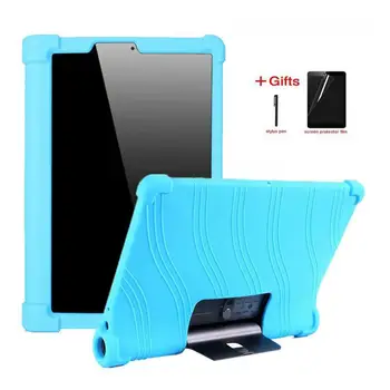 

Soft Silicon Case For Lenovo Yoga Smart Tab YT-X705F 2019 Stand Cover for Lenovo Yoga Tab 5 10.1 inch kids Safe case+film+pen
