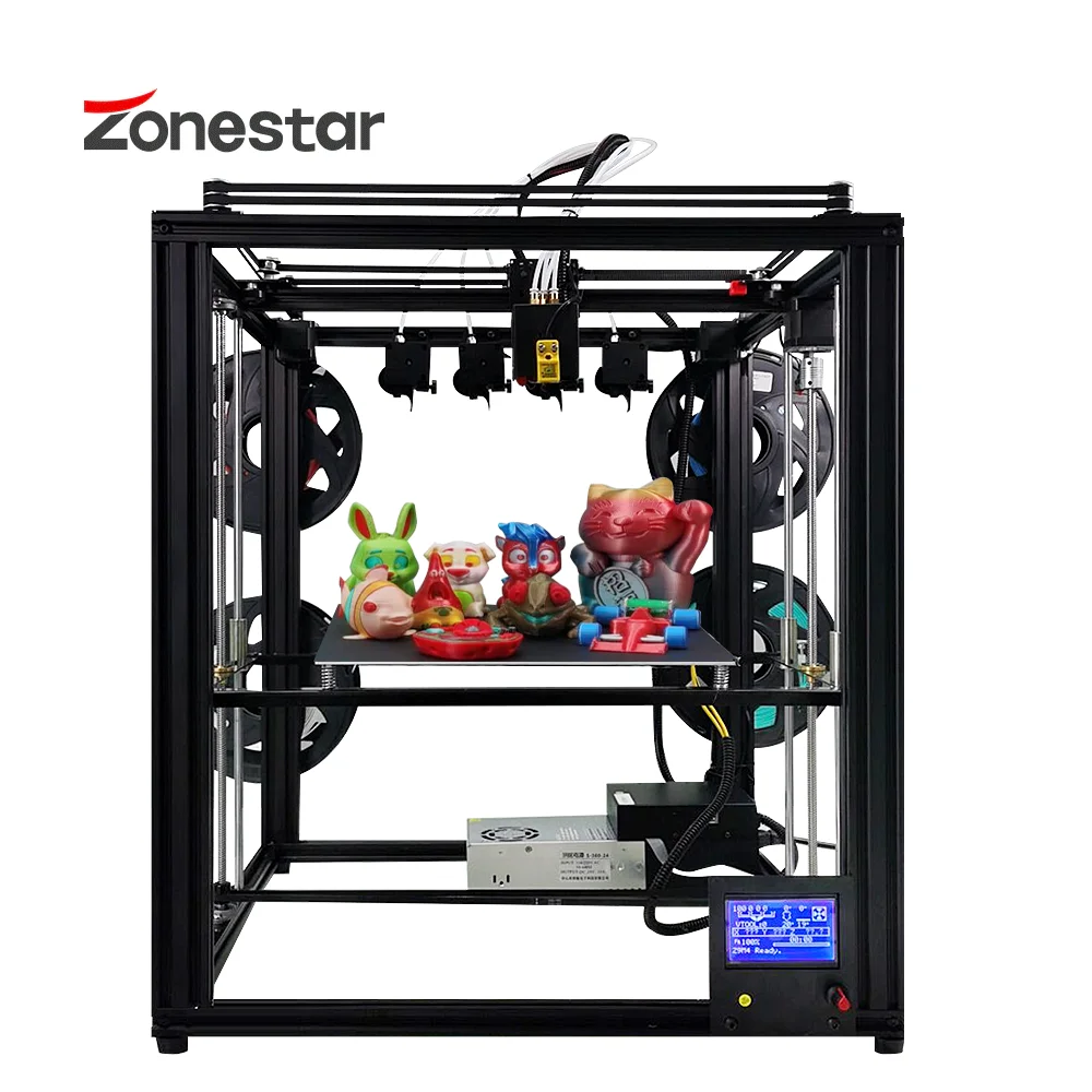 ZONESTAR 4 Extruders 300x300x400mm CoreXY 32-bits Board Auto Leveling Multi Color 3D Printer DIY Kit 4-IN-1-OUT Frame