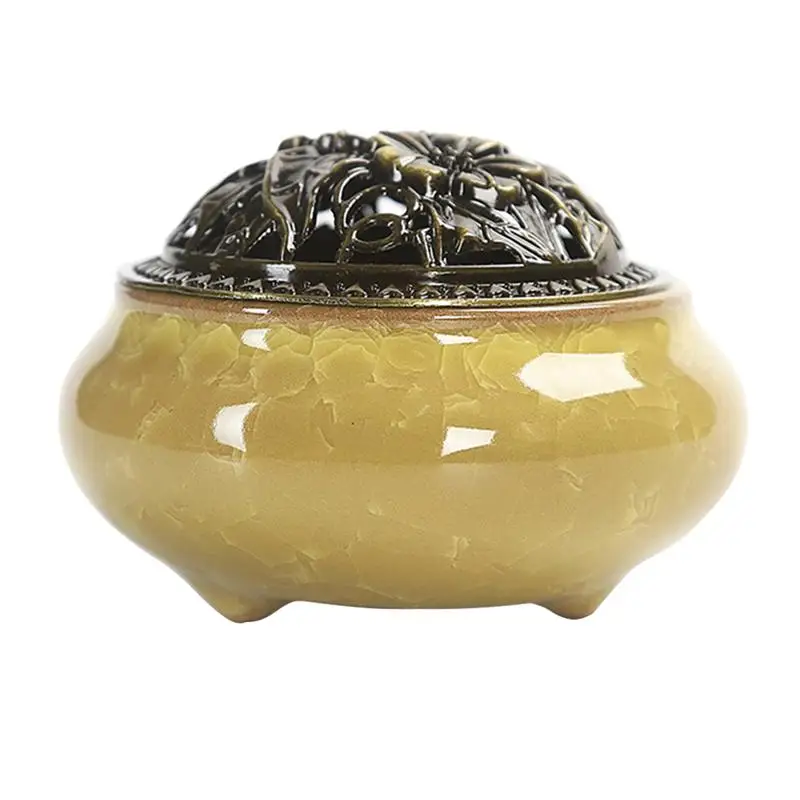 Коническая курильница для благовоний с Сплав Calabash подставка для ароматических палочек керамический благовоний золоуловитель подставка для тарелки - Цвет: Yellow