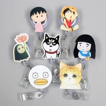 

Cartoon Black Man Funny Dog Retractable Badge Card Holder Reel Nurse Exhibition Enfermera Boys Girl Gift glasses Name Card Chest