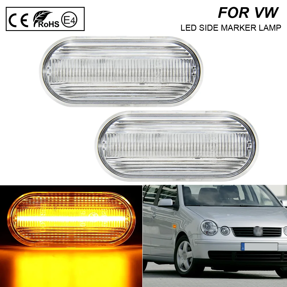 

2xPCS Clear LED Side Marker Turn Signal Light Lamp For VW Bora 01-11 Golf 98-09 Passat 01-05 Polo 03-16 Jetta 99- Sharan 01-05