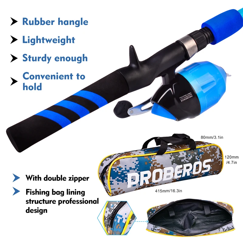 PROBEROS Kids Fishing Pole Portable&Reel Set 1.2-1.5-1.8m Spincast Reel  Telescopic Fishing Rod Lures Fishhooks Kit for Children
