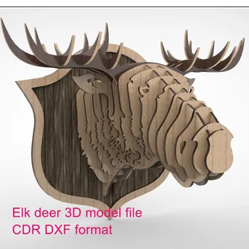 

Deer elk moose 3D model CNC laser cutting file DXF CDR format file vector design decoration drawing