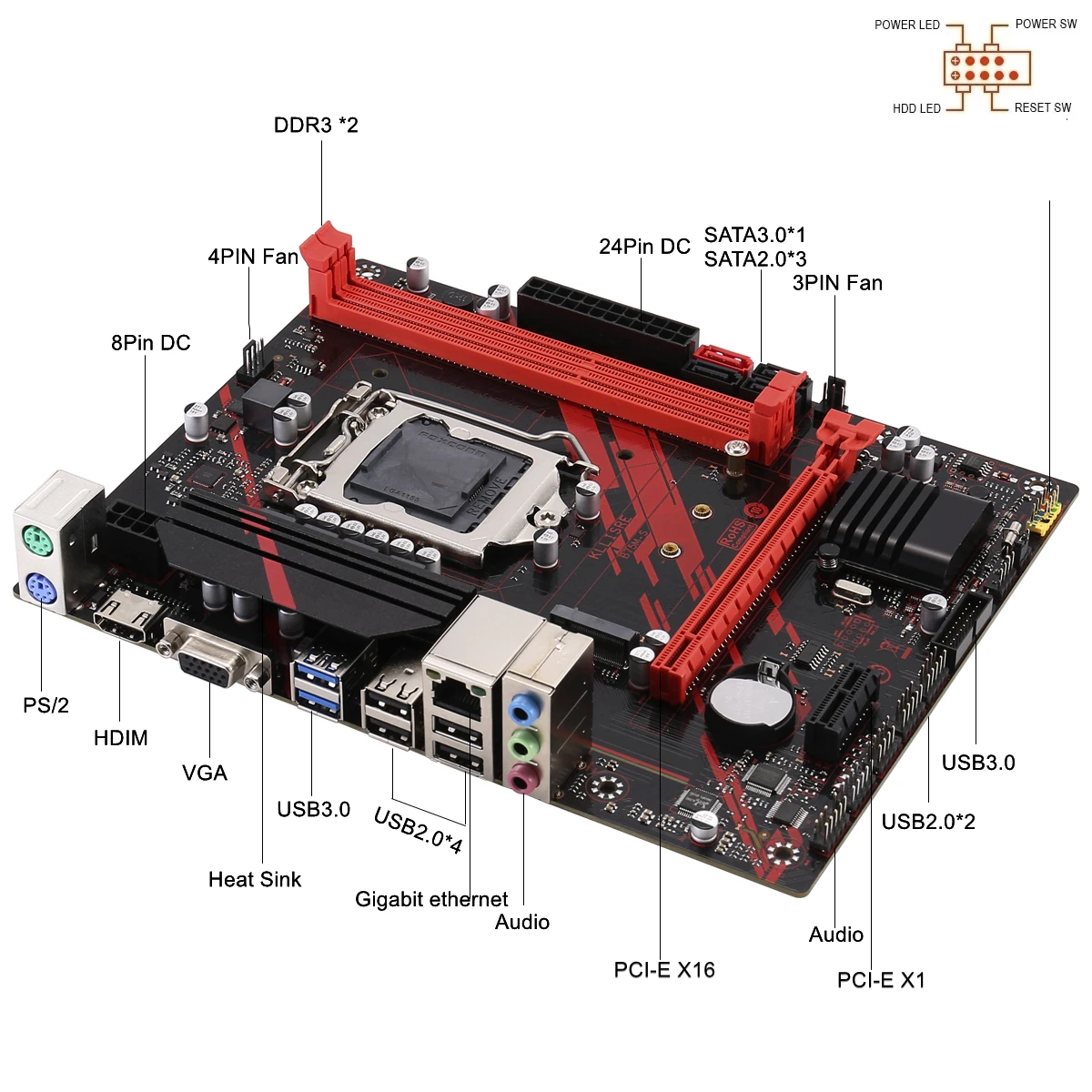 Kllisre B75 desktop motherboard M.2 LGA 1155 for i3 i5 i7 CPU support ddr3 memory cheap motherboard for pc