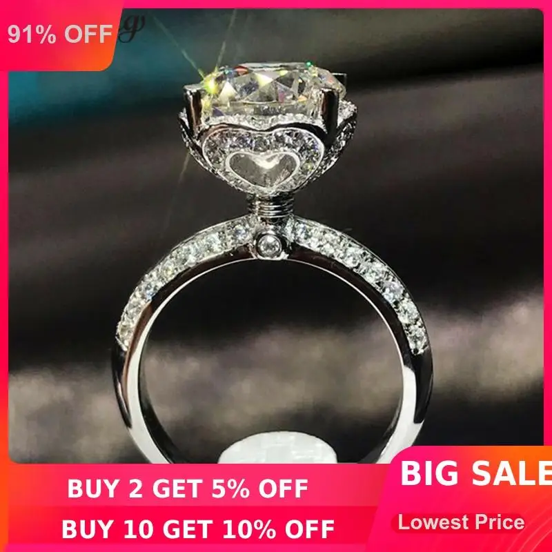 Choucong серебряное кольцо в форме сердца, настоящее 925 пробы, 1ct, AAAAA, циркон, обручальное кольцо, кольца для мужчин и женщин, ювелирные изделия