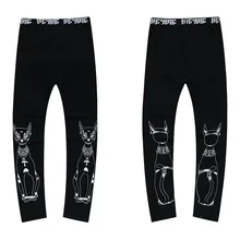 Мужские Леггинсы с принтом кота, эластичные талии, милые принтованные леггинсы для мужчин