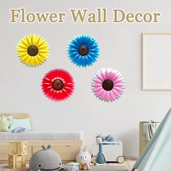 

4pcs Home Office Modern Living Room Metal Flower Hanging Ornament European Style Art Craft Bedroom Gift Wall Decoration Balcony