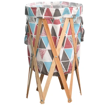 

Foldable Waterproof Clothes Storage Baskets Multi-function Home Bedroom Wooden Frame Toy Basket Living Room Storage Organization