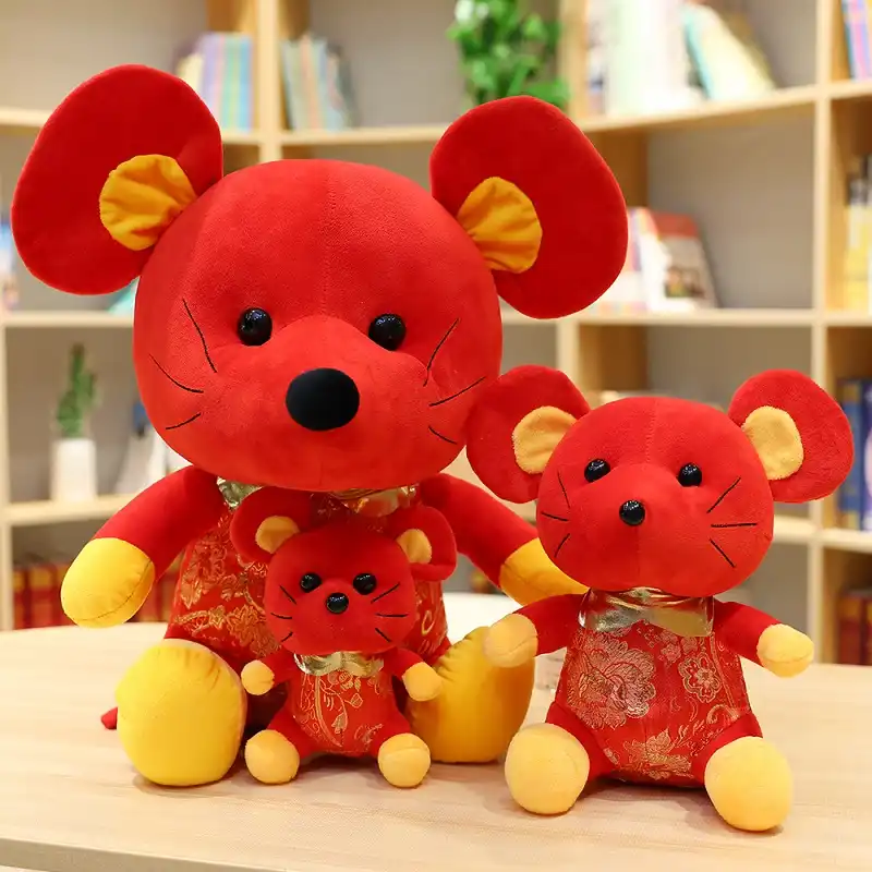 2020 Year of the Rat Mascot fat plush toy red mouse high quality hanging