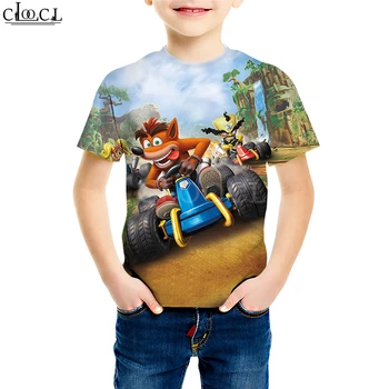 

Kids Games Crash Bandicoot T Shirts Boy Girl 3D Print Pattern Classic Anime Game Young Casual Tees Kids Baby Tops