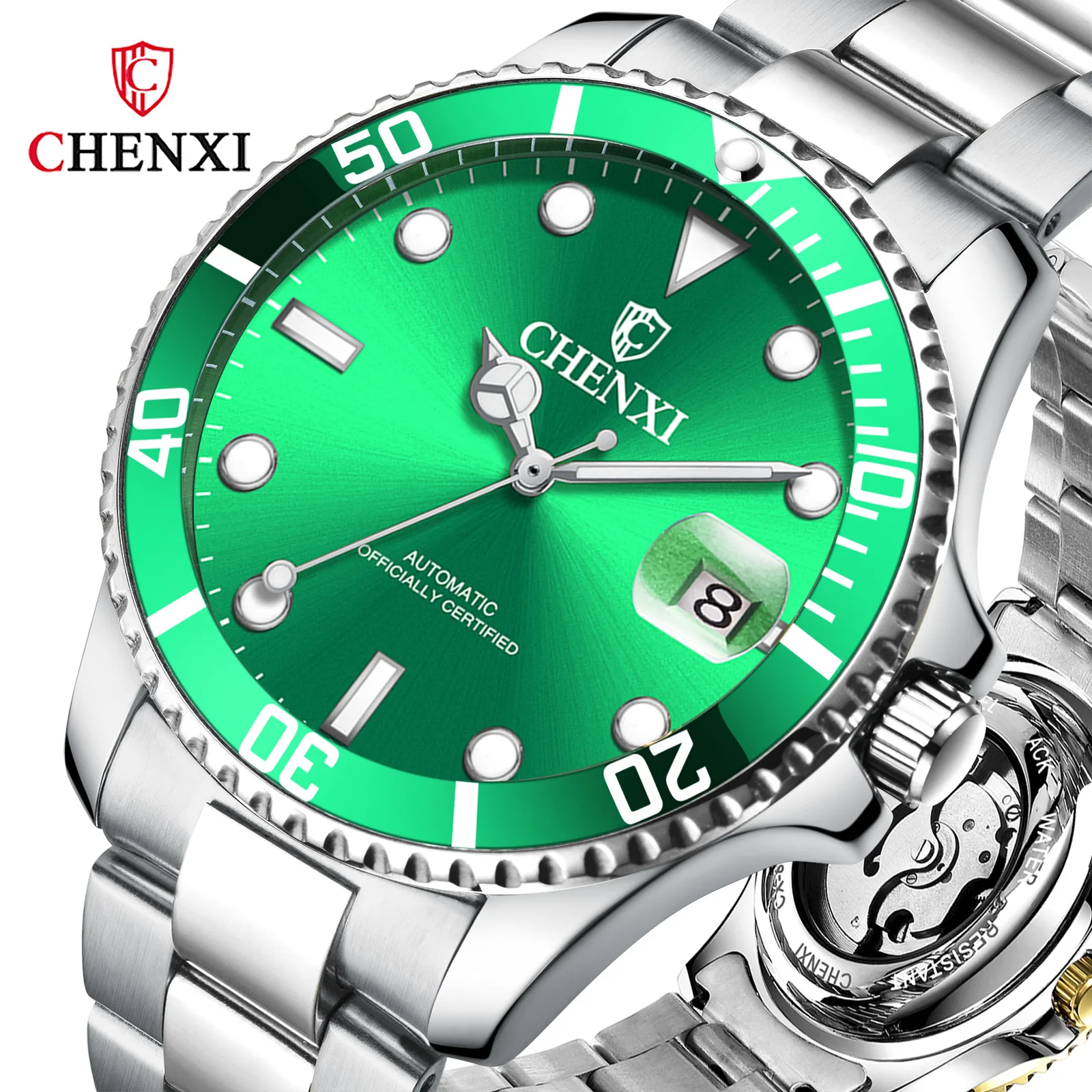 

Green Ghost Mechanical Wrist Watch Dawn Brand Men Business Watch 8805a Automatic Analog Watch