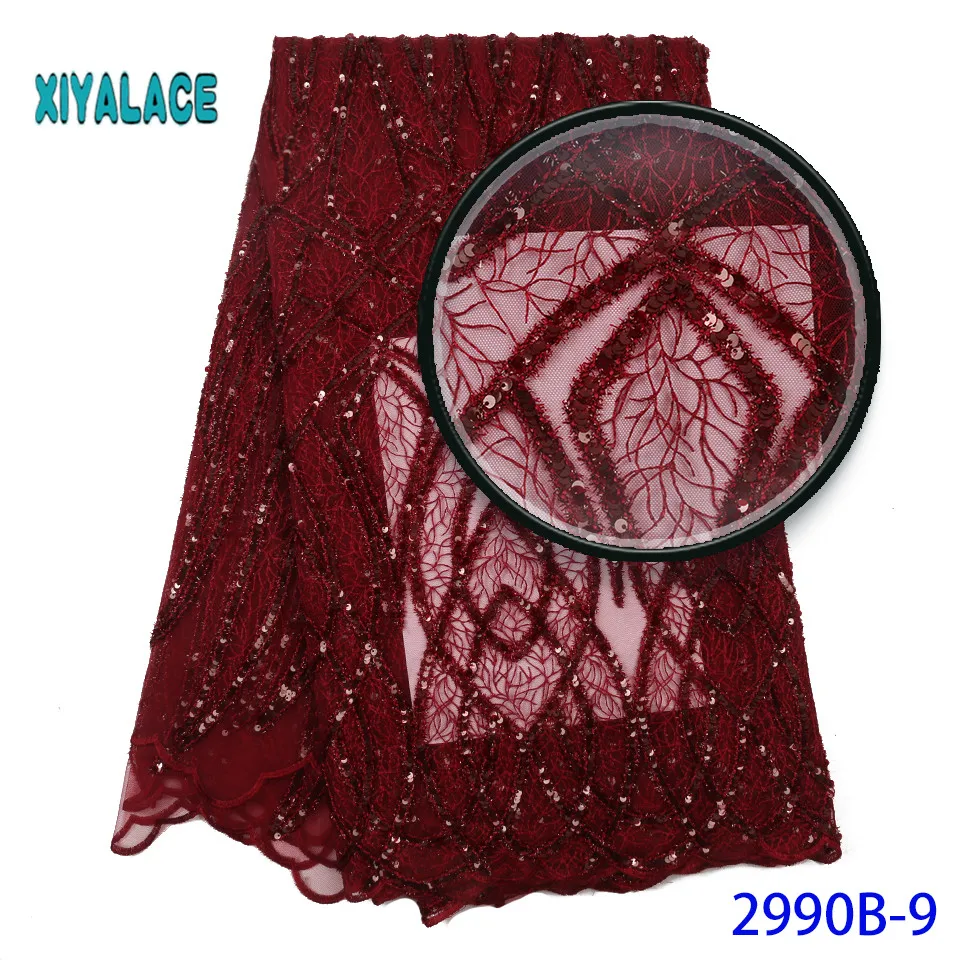 Африканская кружевная ткань розовые блестки кружевная ткань органза нигерийские сетчатые кружева ткань для невесты высокое качество Французский Тюль YA2990B-5