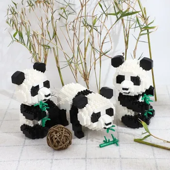 

3D Model Micro Mini Panda Building Blocks Toys 3in1 Animal Bamboo Cartoon Kawaii Panda Diamond Bricks Toys for Children Gifts