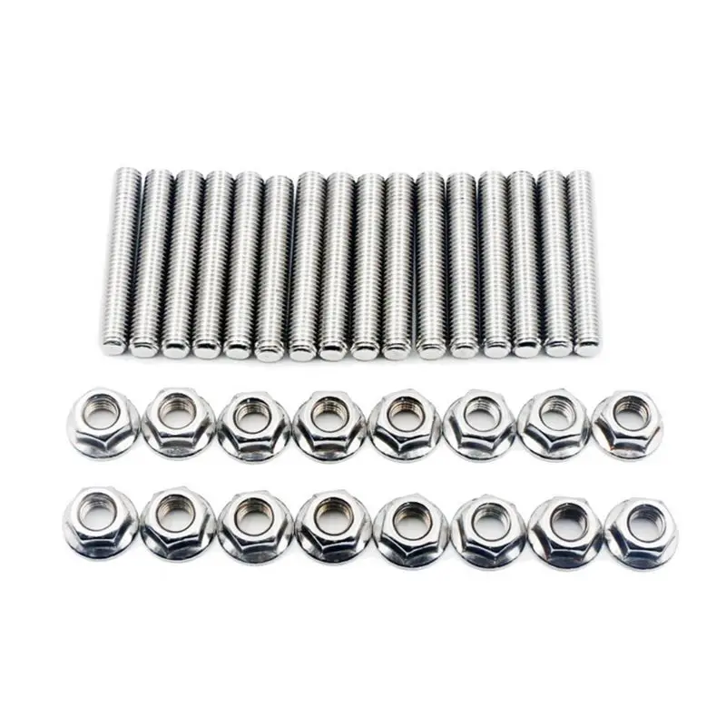 

16 Pcs Stainless Steel Exhaust Manifold Stud Nuts Kit for Ford 4.6 5.4 Liter V8,2 Manifolds M8 Exhaust Stud