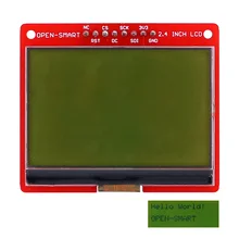 Open-smart 3.3v 2.4 polegadas 128*64 série spi monocromático módulo de placa de fuga lcd sem luz de fundo para arduino uno nano