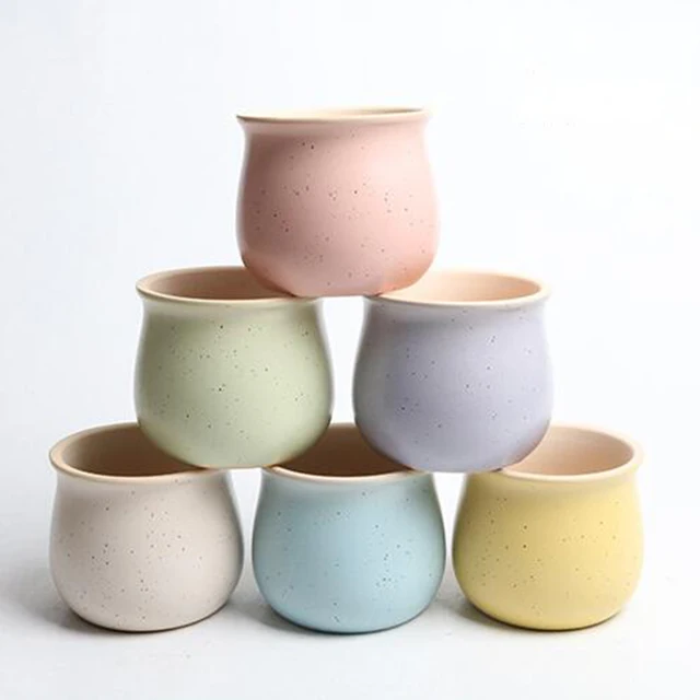 6 Colors Simple Pure Color Ceramic Planter Fleshy Plant Pot Flower Plant Vase Micro Landscape Home Garden Decoration 2