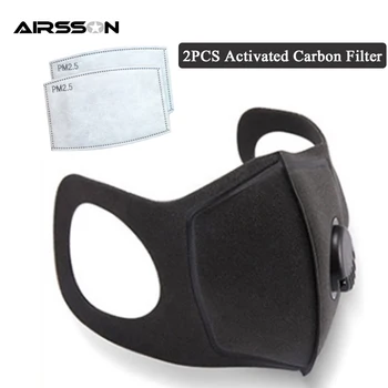 

Unisex Anti Dust PM2.5 Mouth Mask with 5 Layeys Activated Carbon Filter Respirator Breath Valve Washable Reusable Face Masks