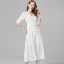 Летнее Новое Стильное женское платье поколение полных нечетных Nuage звездный стиль знаменитостей белое приталенное облегающее длинное платье