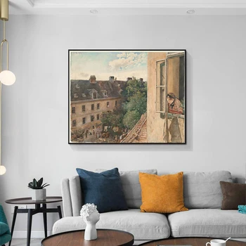 

Cassisy Albertina House Windows Woman Canvas Painting & Calligraphy Poster Printed Living Room Wall Decor Art Picture No Framed