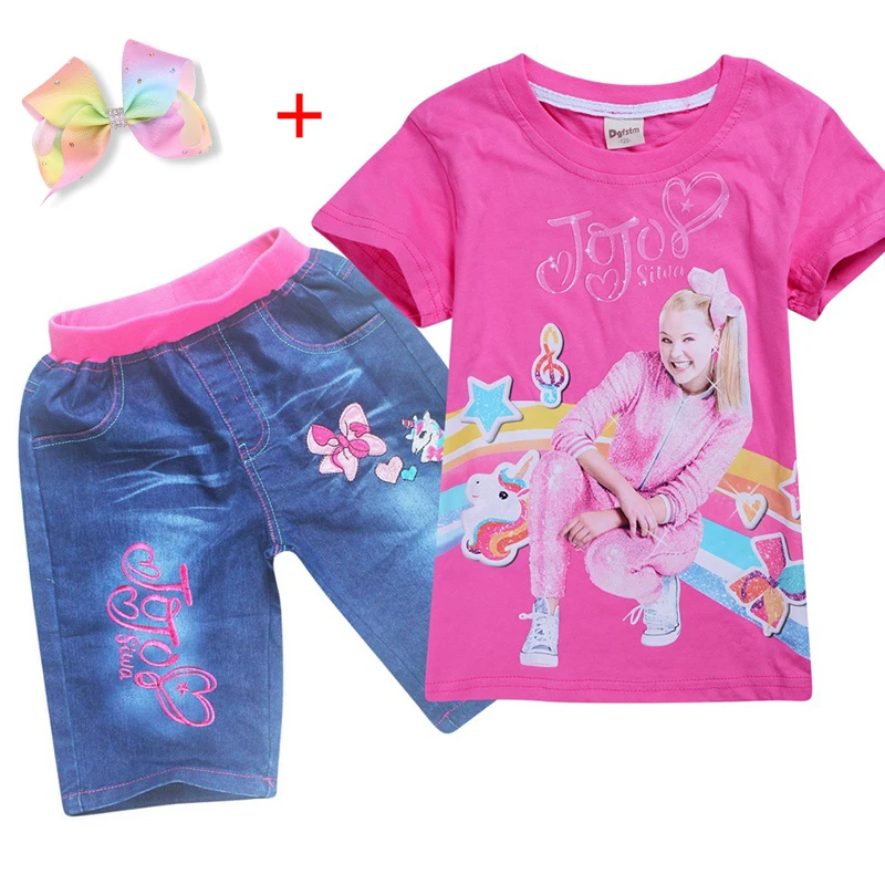 Новинка 2020 летний костюм Jojo siwa для маленьких девочек футболка с коротким рукавом