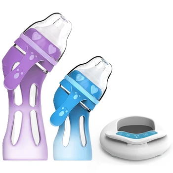 

Baby Glass Bottle Anti-Drop Silicone Wide Caliber Newborn Baby Bottle Insulation Intelligent Temperature Control Bottle