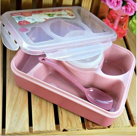Теплый дом 4+ 1 коробка для микроволновой еды Bento домашняя коробка контейнер для еды посуда наборы посуды розовый синий домашняя кухонная коробка 3 шт