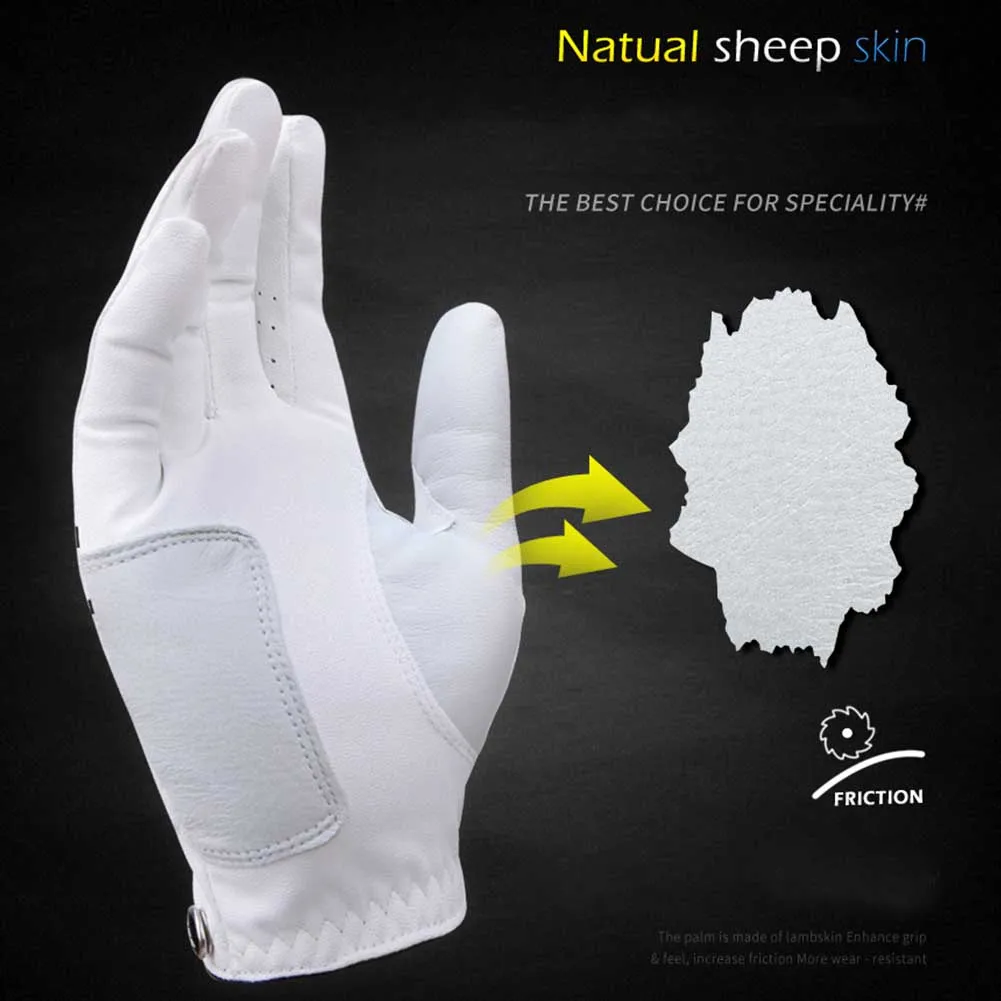 1pc Men Synthetic Cabretta Leather Left Right Sweat Absorbent Soft Wear Resistant Outdoor Golf Gloves Breathable Anti Slip