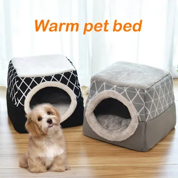 

2 in 1 Multifunction Removable Pet Cat Dog Warm Soft Sleeping Bed Cushion House Mat with Non-slip Bottom 38x38x34cm
