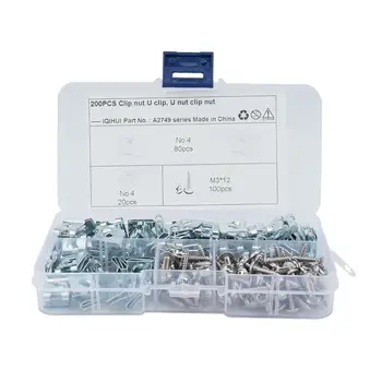 

200pcs Assorted Spire Clips White No.4 U Nuts Captive Speed Fasteners Flange Self Tapping Screws Automobile Parts