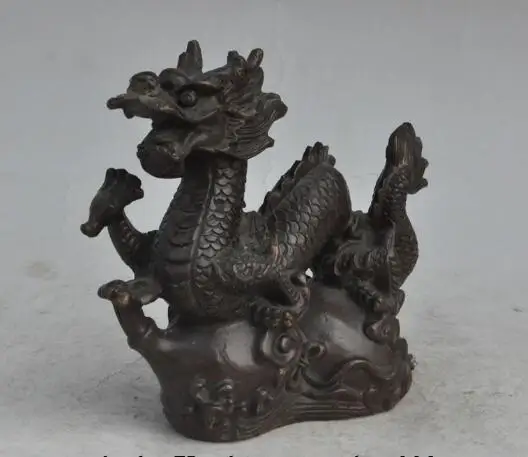 S02174 7 авиапочту Китая(China бронза феншуй Зодиак работать с изображением дракона, символ богатства Тыква Статуя, дарующая благословение Скульптура B0403