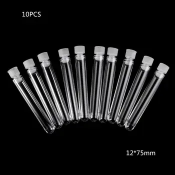 

10Pcs Plastic Test Tube With Cap 12x75mm U-shaped Bottom Long Transparent Test Tube Lab Supplies