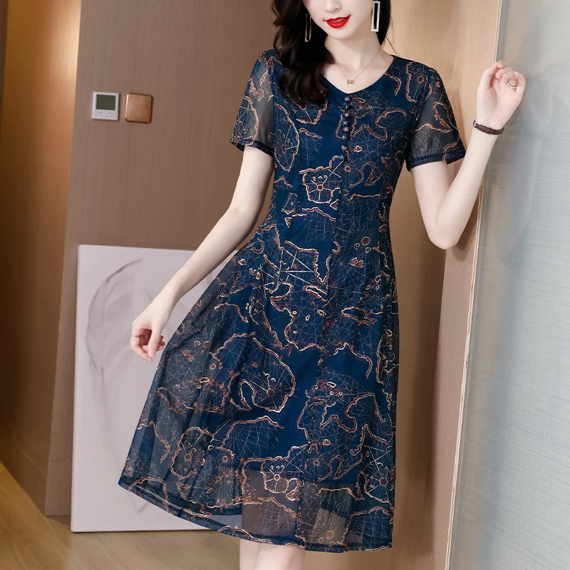 

Summer Floral Natural Silk Vintage Beach Midi Dress 2024 Women Chiffon chic Dress Bodycon Elegant Print Party evening Vestidos