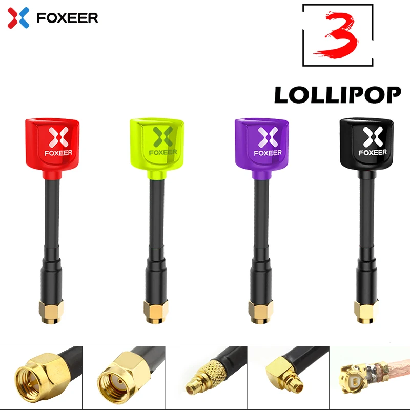 Оригинальная Foxeer Lollipop антенна 3 V3 5 8G 2.3Dbi TX RX RHCP FPV SMA RPSMA UFL прямая/угловая MMCX 7 2g для