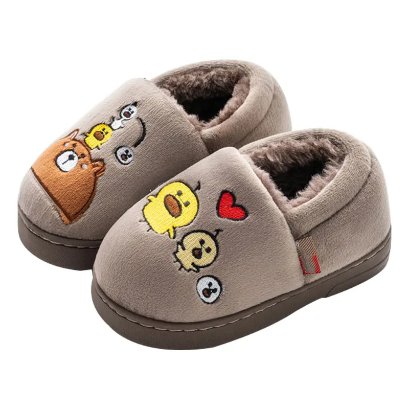 Зимняя детская обувь; тапочки для девочек и мальчиков; дышащая нескользящая обувь с милым рисунком для малышей; Повседневная прогулочная обувь на мягкой подошве; Новинка - Цвет: Серый
