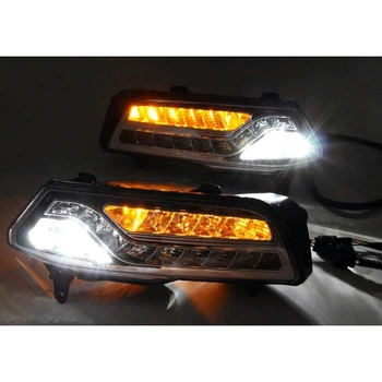 

Auto accessory LED DRL Daytime Running Lights Daylight Fog light +Yellow Turn signal LED fog lamp for Volkswagen VW Polo 2014-15