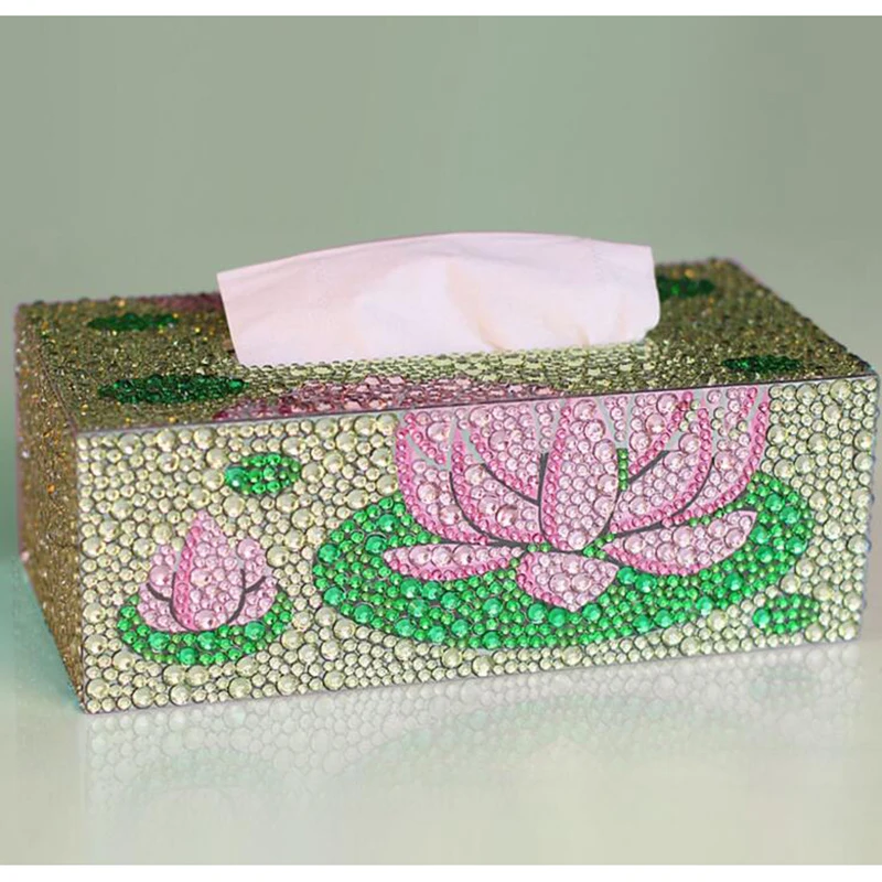 DIY Plum blossom Special shape Diamond painting tissue box storage box jewelry box diamond embroidery cross stitch home decor