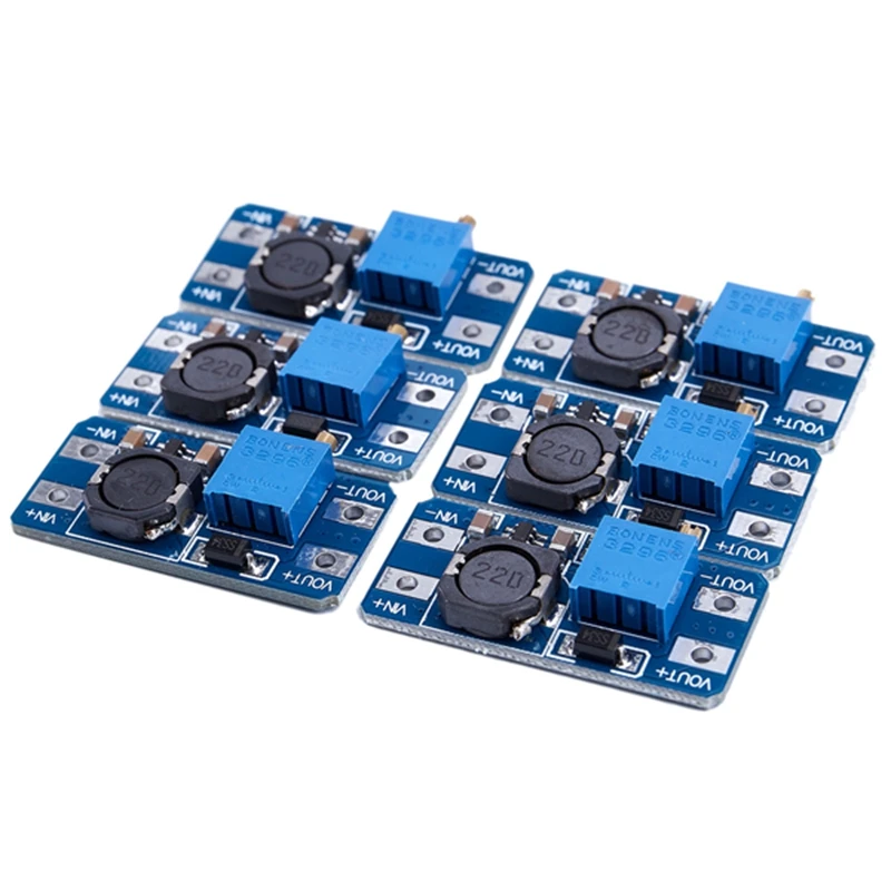6 шт MT3608 DC 2A шаг вверх Мощность модуль усилителя 2v 24v повышающий преобразователь